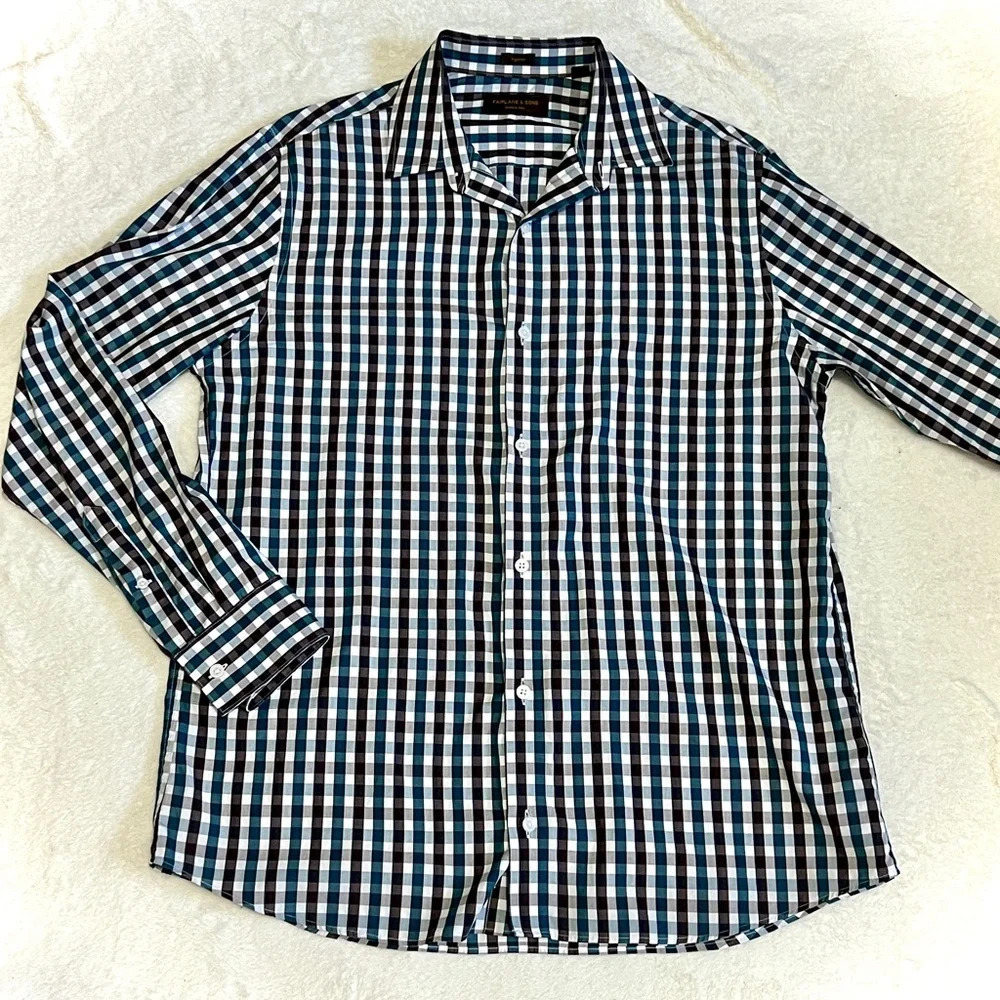 Fairlane & Sons Wrinkle Free Plaid Button Down - Large